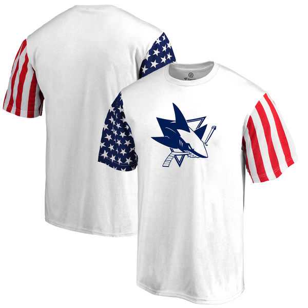 Men's San Jose Sharks Fanatics Branded Stars & Stripes T-Shirt White FengYun,We sell and wholesale Men's San Jose Sharks Fanatics Branded Stars & Stripes T-Shirt White FengYun on line form chian!